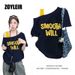 Elegant Summer One Shoulder T Shirt Women Fake Two-piece Oversize Graphic T Shirts Short Sleeve Off Shoulder Top Sport Casual_ecoleips.com