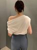 Korean Elegant Summer Off Shoulder Top Women One Shoulder Loose Casual Short Sleeve T Shirt Fashion Basic Blouse Lady Spring Sum_ecoleips.com