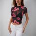 European And American Cross-border 2026 Summer New Style Mesh Floral Print Ruffled Short-sleeve T-shirt Slim-fit Top For_ecoleips.com