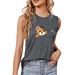 Women's Sleeveless Graphic Bear Print T-Shirt - Soft Polyester Blend, Comfortable & Stylish Summer Top (S-Xxl, Black/Dark Grey)_ecoleips.com
