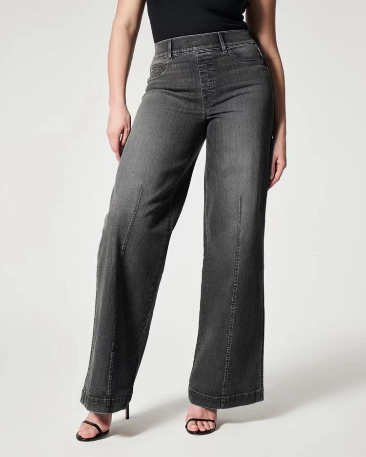 2025European and American foreign trade denim loose comfortable stretch women's jeans wide leg pants_ecoleips.com