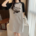 Summer Japanese Popular Cartoon Cute Kitten Loose Round-neck Short-sleeved Dress Women's Wear_ecoleips.com