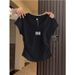 Women's Slim Fit V-Neck Short Sleeve T-Shirt - Side Pleats & Waist Contouring Design - Pure Cotton Casual Top For Summer_ecoleips.com
