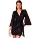 2025 Spring/Summer New Women's Fashion Mid-Length Asymmetrical Shoulder Sequin Dress Gown_ecoleips.com