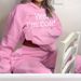 Women's plus Size Autumn Winter Leisure Suits Fashion Letter Print Long Sleeve Hooded Sweatshirt & Sweatpants Two Piece Set_ecoleips.com