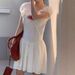 AC190 Spring/Summer New Gentle Style Slimming Waist Short Dress With High-End Feel, V-Neck And Puff Sleeves For Women_ecoleips.com