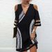 Summer V-Neck Positioning Flower Mesh Short Sleeve Dress Fashion Women's Wear_ecoleips.com