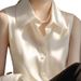 Satin Sleeveless Shirt For Women, 2026 New Summer French Style, Elegant And Gentle, High-end Light Luxury, Unique_ecoleips.com