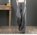 Suitable For All Seasons Cotton Loose Wide-Leg High-Waist Floor-Length Straight-Leg Trousers Linen Women's Pants_ecoleips.com