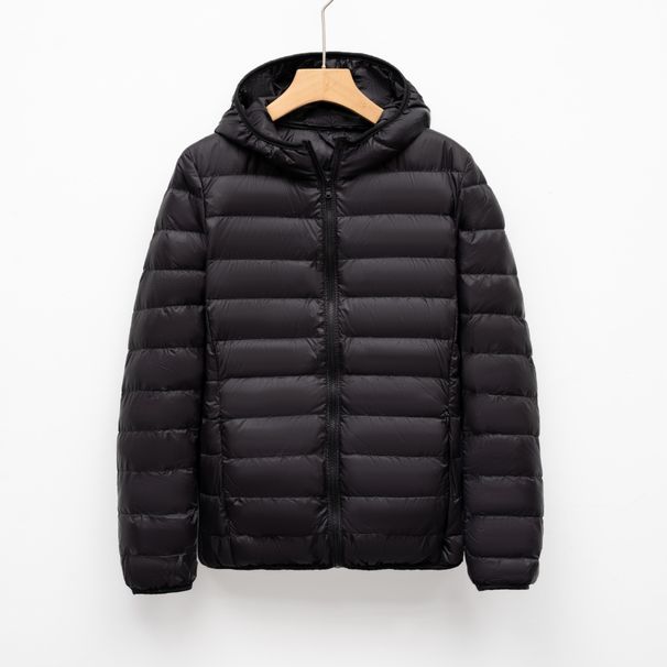 Pinghu Chixin Simple Versatile Casual New Black Lightweight Women's Hooded Down Jacket_ecoleips.com