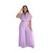 Women's Clothing European And American Women's Summer Vacation Style High Waist Wide Leg Pant Set With Lapel Short Top_ecoleips.com