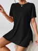 Summer Casual Women's Two Piece Suit Comfortable Bat Sleeve round Neck Slit T-Shirt And Tight Shorts Set_ecoleips.com