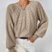 Women's Clothing Vintage Cable Knit Sweater Women's Casual Boho Chic Pullover Top With Diamond Pattern_ecoleips.com