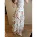 Boho Floral Print Mesh Tiered Skirt Set With Lace Trim & Beaded Knit Top Summer Cottagecore Outfit_ecoleips.com