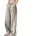 Light-colored Vintage Washed Distressed Straight-leg Jeans Women, New Summer Style, High-waisted, Slimming, Wide-leg,_ecoleips.com