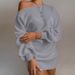 Off-Shoulder Sweater Dress – Oversized Long Sleeve Knit Dress With Lantern Sleeves (S-5XL, 8 Colors, Polyester Blend, Fall/Winter Staple)_ecoleips.com