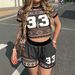 Women's Street Style Tracksuit Short Sleeved T-Shirt And Shorts Graffiti Print Fashion Set_ecoleips.com