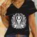 Women's Yoga Floral Shirt Design Graphic Short Sleeve Tee Casual Yoga Lover Gift V-neck Woman T-shirts Yoga Gifts Apparel Tops_ecoleips.com