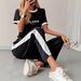 Women's Casual Summer Letter Print Two-Piece Set - Comfortable Short Sleeve T-Shirt & Matching Bottoms_ecoleips.com