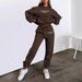 Women's Clothing Letter Printing Hooded Sweatshirt Fashion Casual Fleece Trousers Suit_ecoleips.com