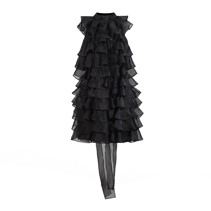 Women's Clothing Celebrity Fashion Retro Lotus Leaf Skirt Spring New Sleeveless Lotus Leaf Edge Collar High End Dress Female_ecoleips.com