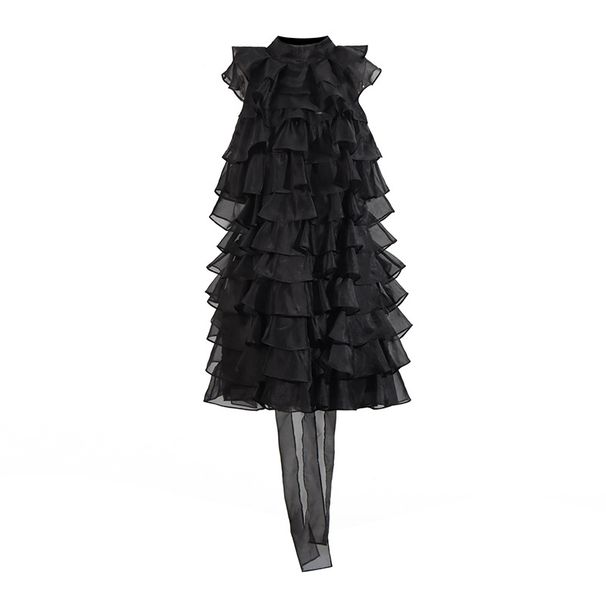 Women's Clothing Celebrity Fashion Retro Lotus Leaf Skirt Spring New Sleeveless Lotus Leaf Edge Collar High End Dress Female_ecoleips.com