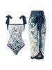 Women's Clothing Retro One Piece Vacation Beach Dress Two Piece Swimsuit_ecoleips.com