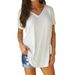 Aria Basics Aria Basics Cross-border Supply European And American Plus-size Women's Loose Tops Summer Solid Color V-neck_ecoleips.com