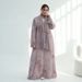 Elegant Floral Printed Cardigan V-Neck Long Sleeve Blouse with Matching Head Wrap plus Size Women's Cardigan Set (Blue Lilac Brown Purple) S M L XL_ecoleips.com