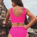 Women's Clothing Solid Color Swimsuit Sexy Back Cross Swimsuit High Waist Bikini_ecoleips.com