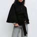 Women's Autumn/Winter Fashion Solid Color Cloak With Standing Collar, Buttoned Belt, And Windbreaker Jacket_ecoleips.com