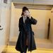 Fleece-lied/thi Style, High-ed Black Trech Wome, Mid-legth, 2024 Autum Ad Witer Ew Model, Coat For Petite_ecoleips.com