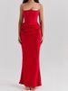 K New Arrival Off-Shoulder Fishbone Bodycon Fish Tail Long Solid Color Dress For Women_ecoleips.com