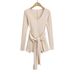 Women's Clothing Hot Girl Autumn Solid Color Two Piece Set Waist Tie V Neck Long Sleeve Slim Fit Bodysuit For Women S21285_ecoleips.com