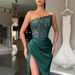 2026 European And American Cross-border New Style Green Sequin Fairy-like Long Elegant Wedding Dress Evening Gown_ecoleips.com