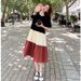 plus Size Korean Style T Shirt Dress Color Blocking Loose Fit Fashionable mid Length Knee Length Skirt for Summer Women's Clothing_ecoleips.com