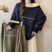 high-end One-shoulder Slanted Neck Sweatshirt For Women, Fleece-lined Thickened, Autumn And Winter Loose-fitting_ecoleips.com