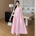 Summer New Korean Fashion Patchwork Maternity Vest Long Dress_ecoleips.com