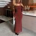Strapless Long Sleeve Bodycon Maxi Dress For Women Party Club Evening Wear_ecoleips.com