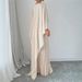 Fashion Loose Bat Sleeves Ruffles Irregular Elegant Long Dress_ecoleips.com