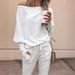 Women's Clothing Autumn And Winter Bat Long Sleeved One Line Collar T Shirt Top_ecoleips.com