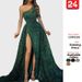 Women's Clothing Spring Summer Sequined Dress European American Style Toast Long Skirt Oblique Shoulder Slit Suspender Evening Gown_ecoleips.com