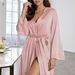 Aria Basics Cross-border Sexy Pajamas, Satin Long-sleeved Thin Long Bathrobe, Comfortable Robe, Women's Lingerie, Factory Wholesale_ecoleips.com