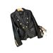 Women's Clothing Black short shoulder pads small casual suit leather jacket suit jacket female pu leather jacket female jacket _ecoleips.com