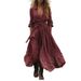 Women's Retro Western Style Long Cotton Linen Dress Casual Long Sleeved Fashionable European American Design_ecoleips.com