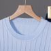 K Gradient Contrasting Design, Loose Round Neck Sleeveless Knit Shirt+high Waist Solid Color Wide Leg Pants Set_ecoleips.com