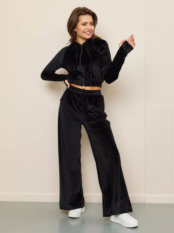 Fashion Casual Women's Clothing Solid Color Zipper Cardigan Silver Fox Fleece Sweater Lace-up Pants Two-piece Set_ecoleips.com