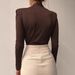 European And American Style Solid Color Slim Fit Long Sleeve Bodysuit Elegant Figure Flattering Pleated Jumpsuit for Women_ecoleips.com