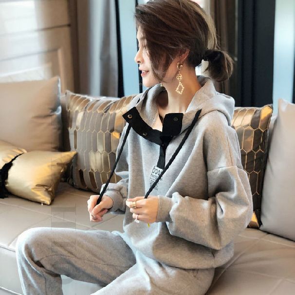 Plus-size Casual Sportswear For Women, New Spring Autumn Style, Loose And Fashionable Two-piece Hoodie Set_ecoleips.com