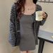 Carefully Selected American Jacket For Women's Spring And Summer New Style, Contrasting Color Stripes, Loose Casual Long_ecoleips.com
